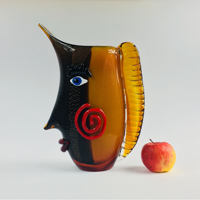 Large vintage Murano Glass Face Vase, 1960s