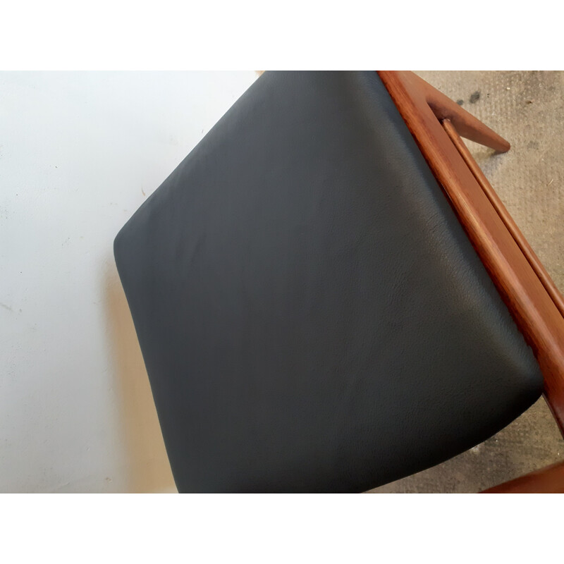 Chaise vintage en palissandre cuir noir