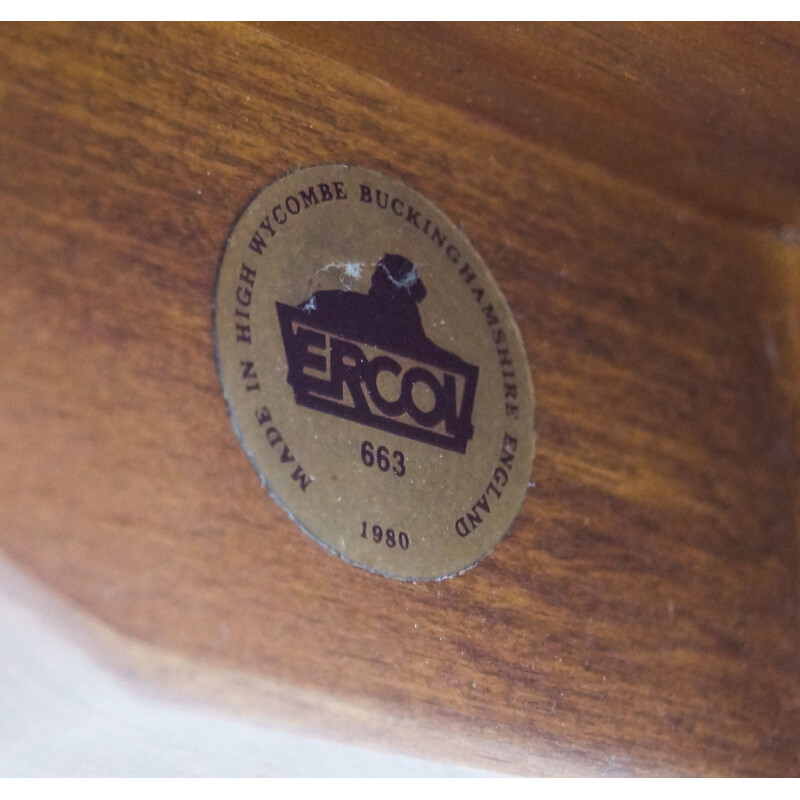 Table à manger vintage ovale en orme Lucian Ercoliani fr Ercol 1980