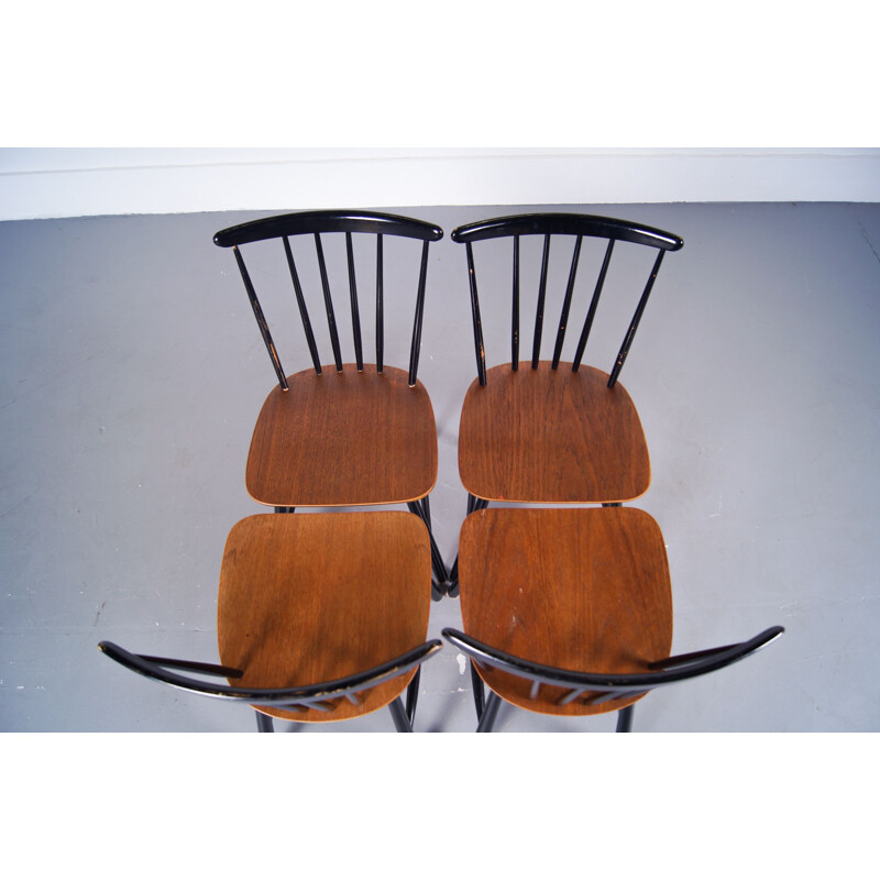 Lot de 4 chaises Vintage en bois Spindleback Danois 1960