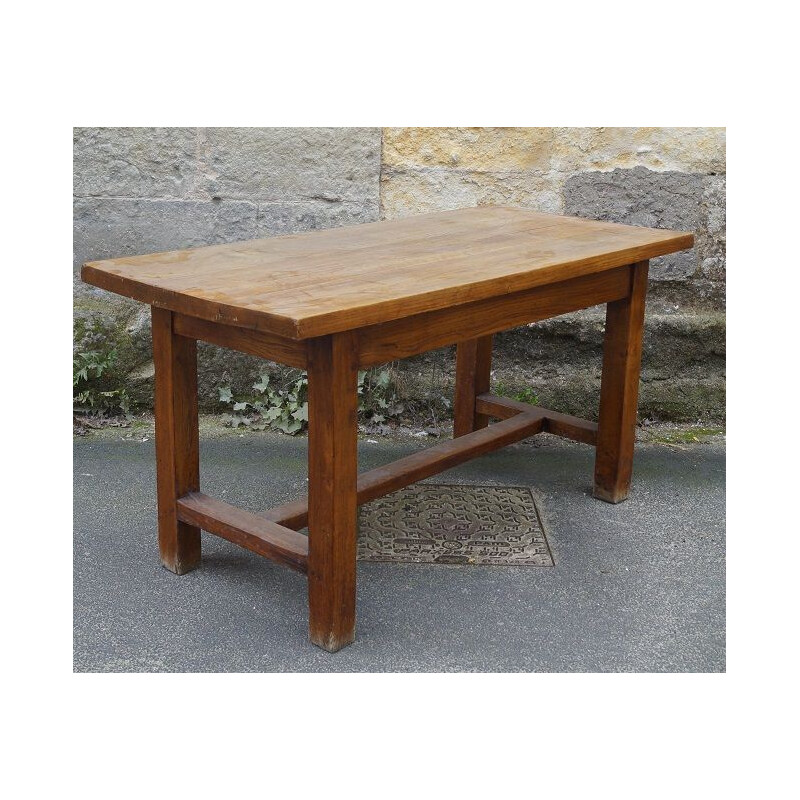 Vintage brutalist solid wood table 1950