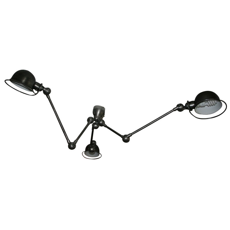 3 graphite black arm chandelier, JIELDE - 1950s 