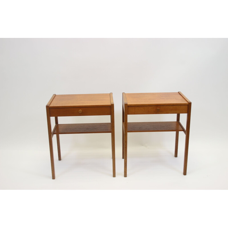 Vintage teak bedside tables Scandinavian 1960s