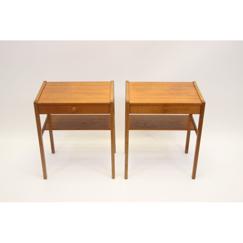 Vintage teak bedside tables Scandinavian 1960s