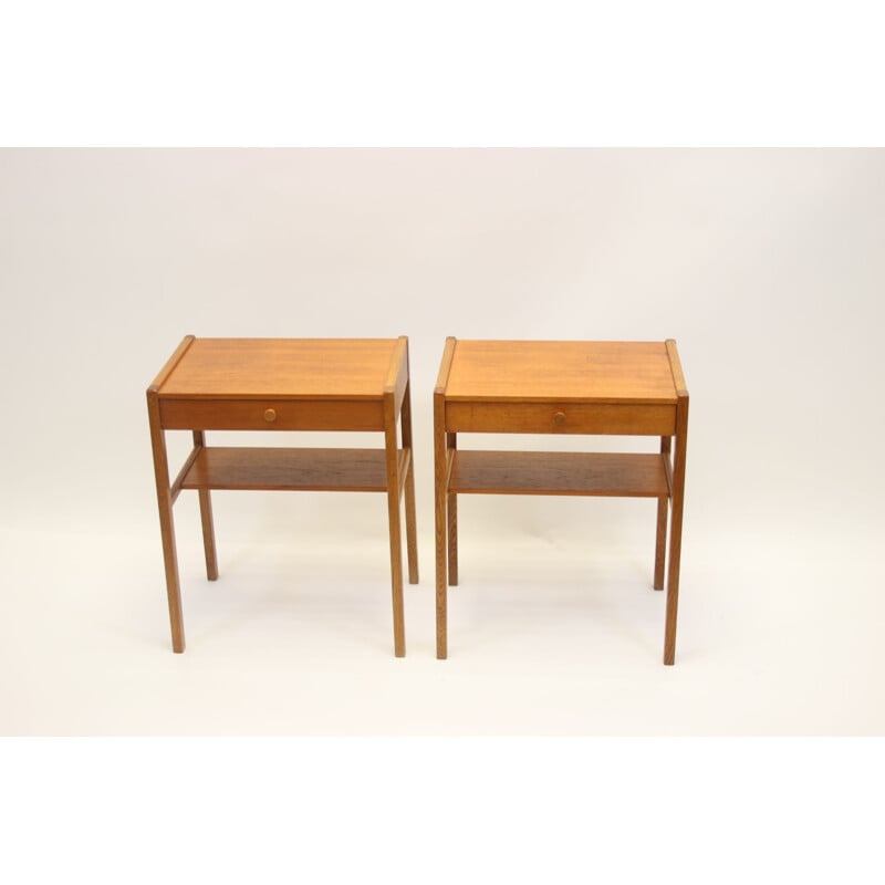 Vintage teak bedside tables Scandinavian 1960s