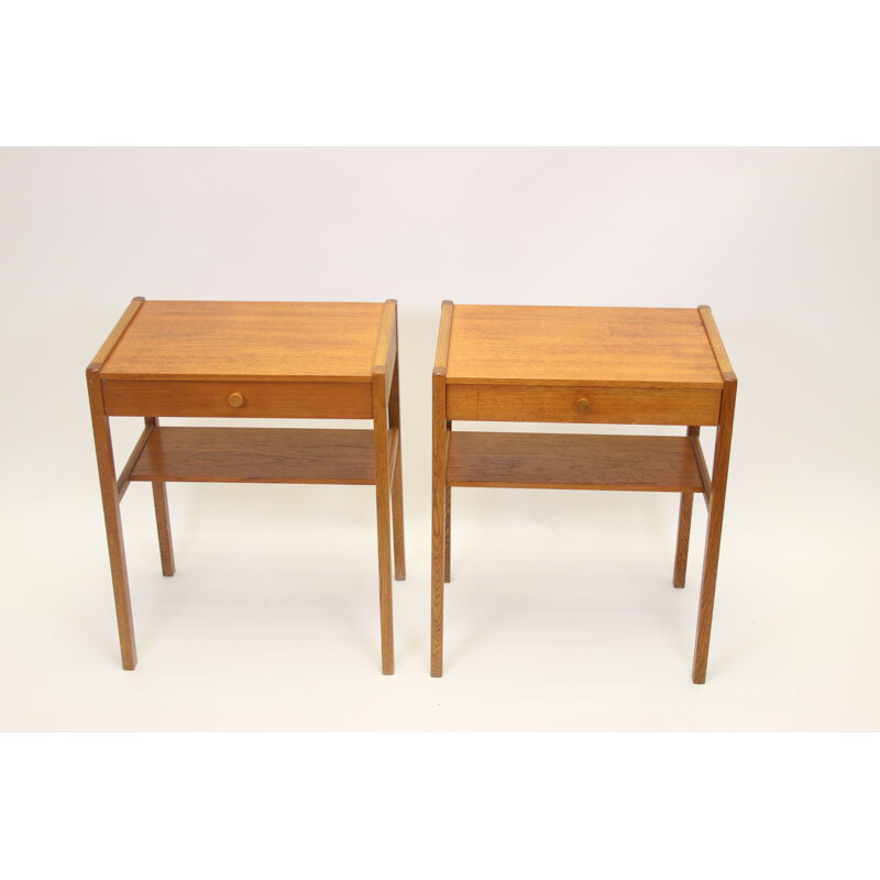 Vintage teak bedside tables Scandinavian 1960s