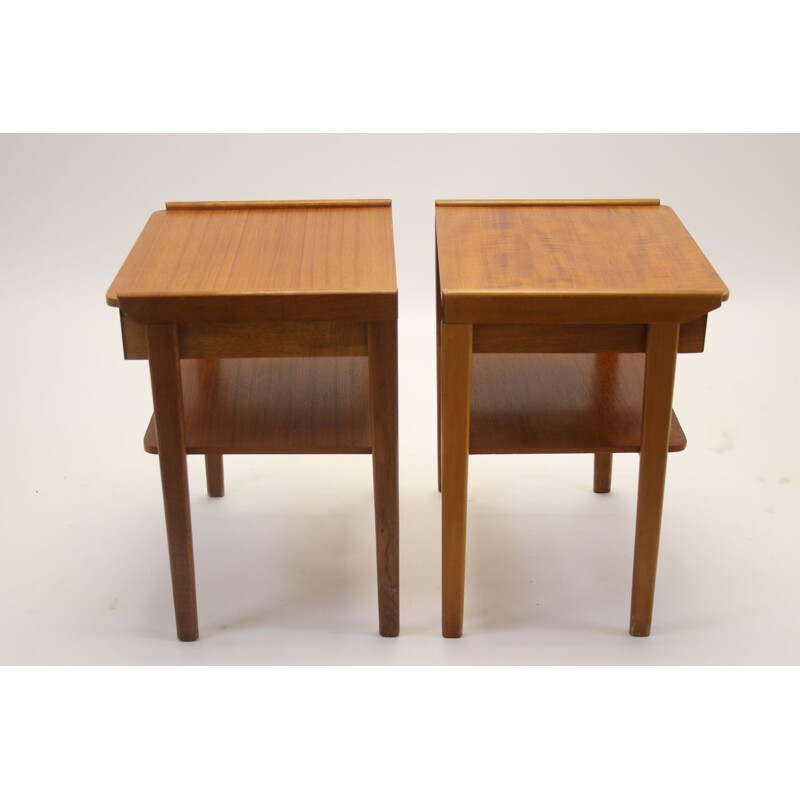 Vintage teak bedside tables Scandinavian 1960s