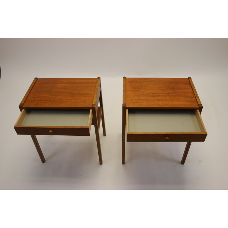 Vintage teak bedside tables Scandinavian 1960s