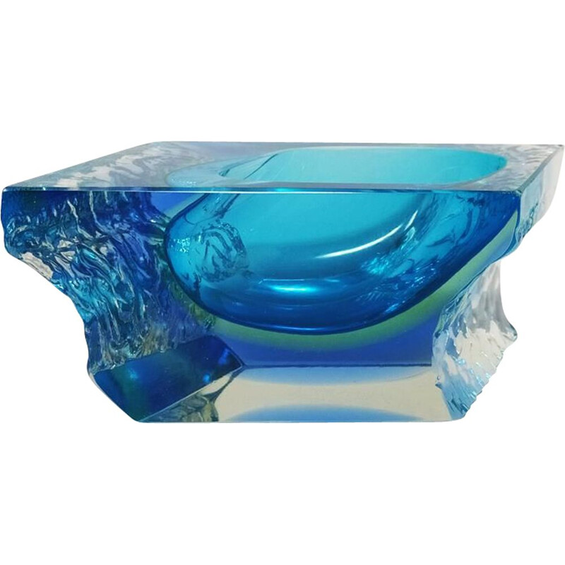 Vintage Blue Ashtray or Vide Poche By Flavio Poli for Seguso 1960s