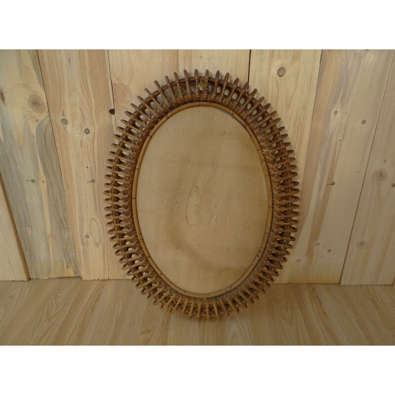 Vintage rattan mirror ALBINI 1950