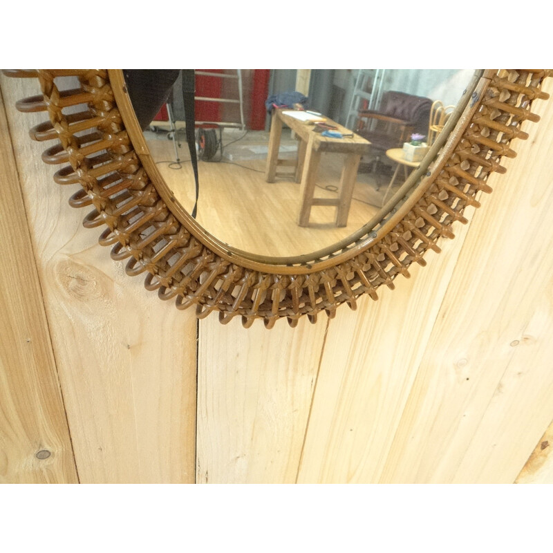 Vintage rattan mirror ALBINI 1950