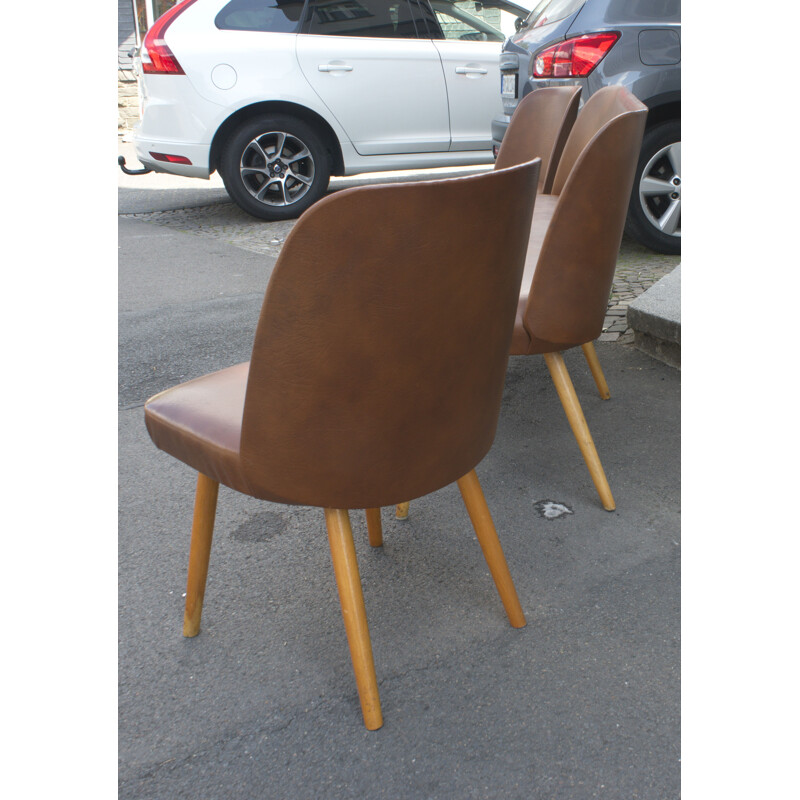 Vintage cocktail bench cocktail chairs in brown Skai leatherette 1950s