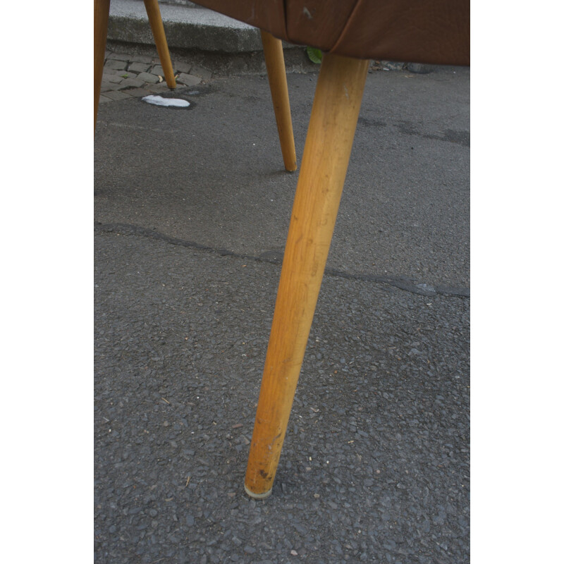 Vintage cocktail bench cocktail chairs in brown Skai leatherette 1950s