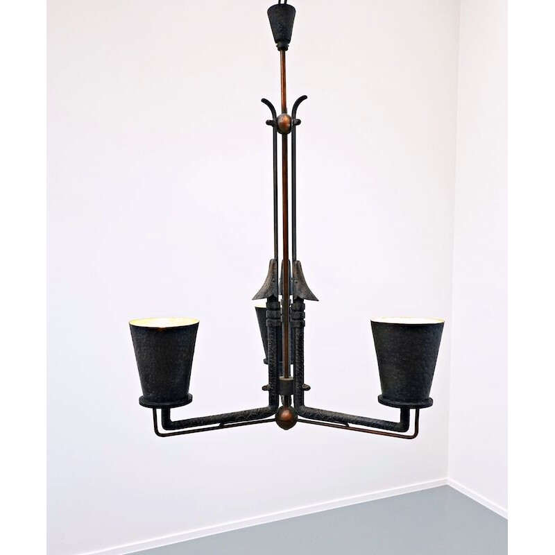 Vintage wrought iron chandelier 1920