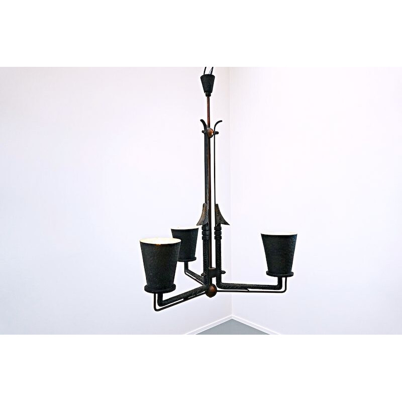 Vintage wrought iron chandelier 1920