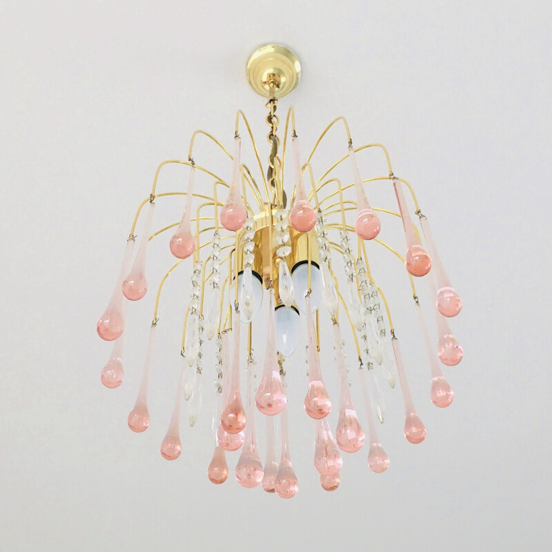 Vintage waterfall chandelier in Murano glass