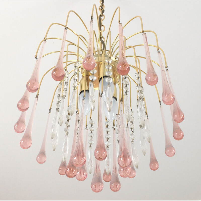 Vintage waterfall chandelier in Murano glass