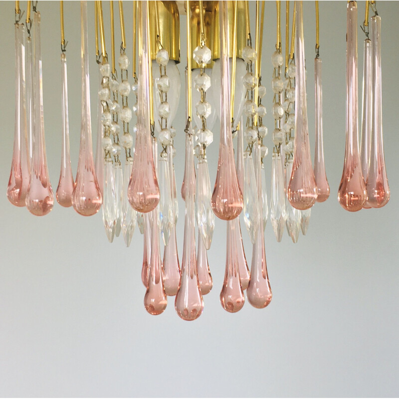 Vintage waterfall chandelier in Murano glass