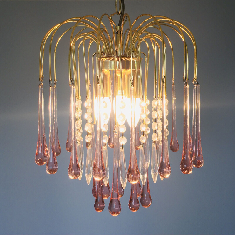 Vintage waterfall chandelier in Murano glass