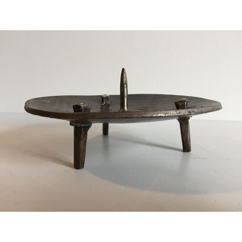 Vintage Brutalist candleholder in steel