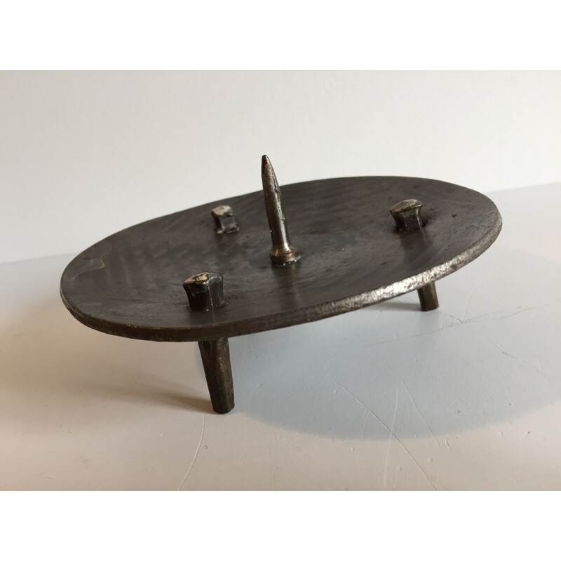 Vintage Brutalist candleholder in steel