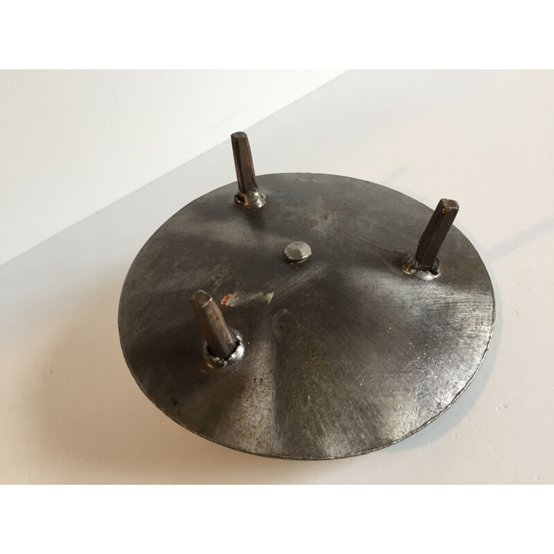 Vintage Brutalist candleholder in steel