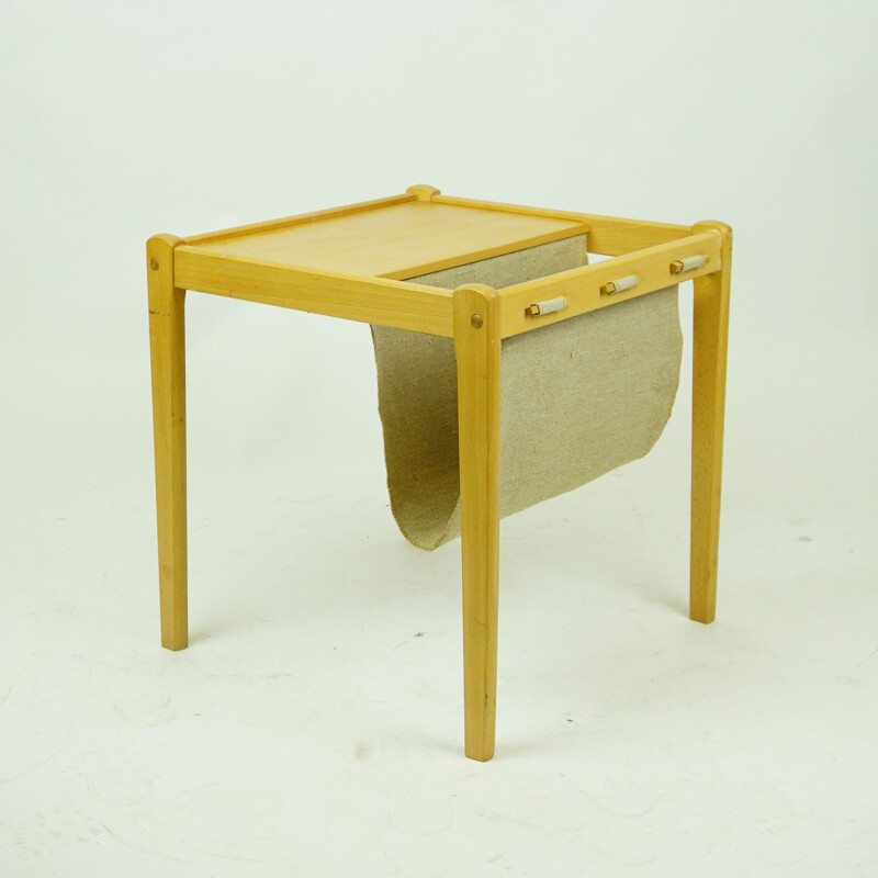 Vintage side table with integrated magazine rack by Brdr Furbo, Denmark