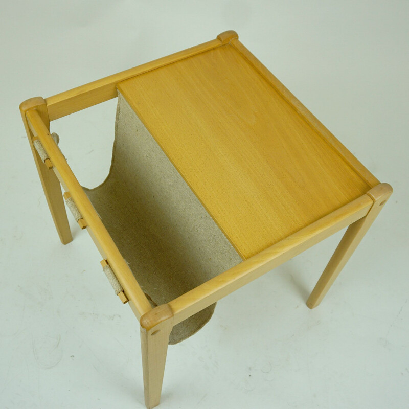 Vintage side table with integrated magazine rack by Brdr Furbo, Denmark