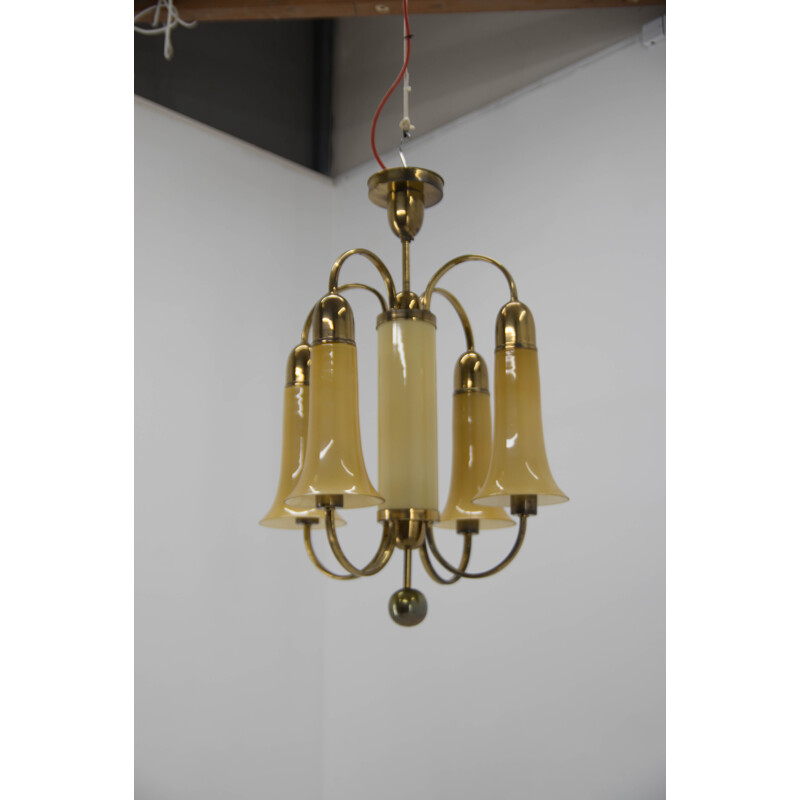 Vintage chandelier in lacquered brass, Art Deco, 1920