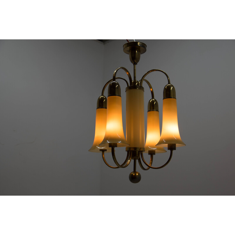 Vintage chandelier in lacquered brass, Art Deco, 1920