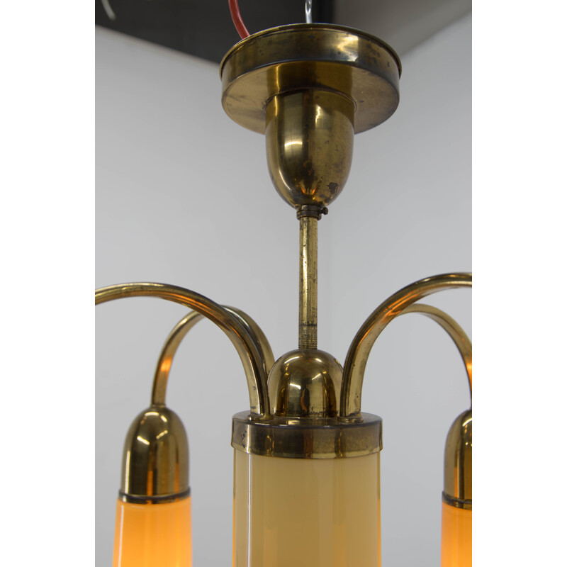 Vintage chandelier in lacquered brass, Art Deco, 1920