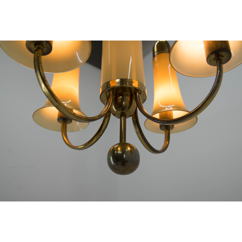 Vintage chandelier in lacquered brass, Art Deco, 1920