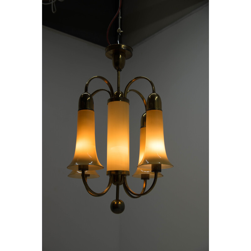 Vintage chandelier in lacquered brass, Art Deco, 1920