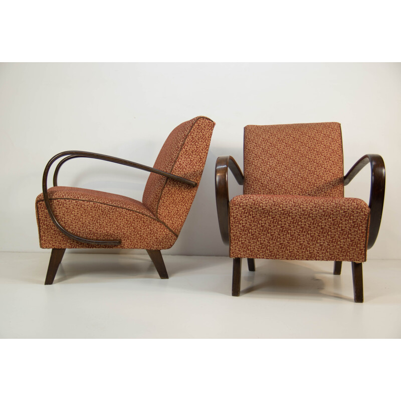 Pair of vintage armchairs Jindrich Halabala 1940