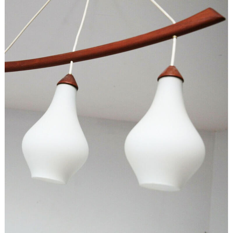 Luxus 3-light boomerang hanging lamp by Uno and Osten Kristiansson, Sweden 1960