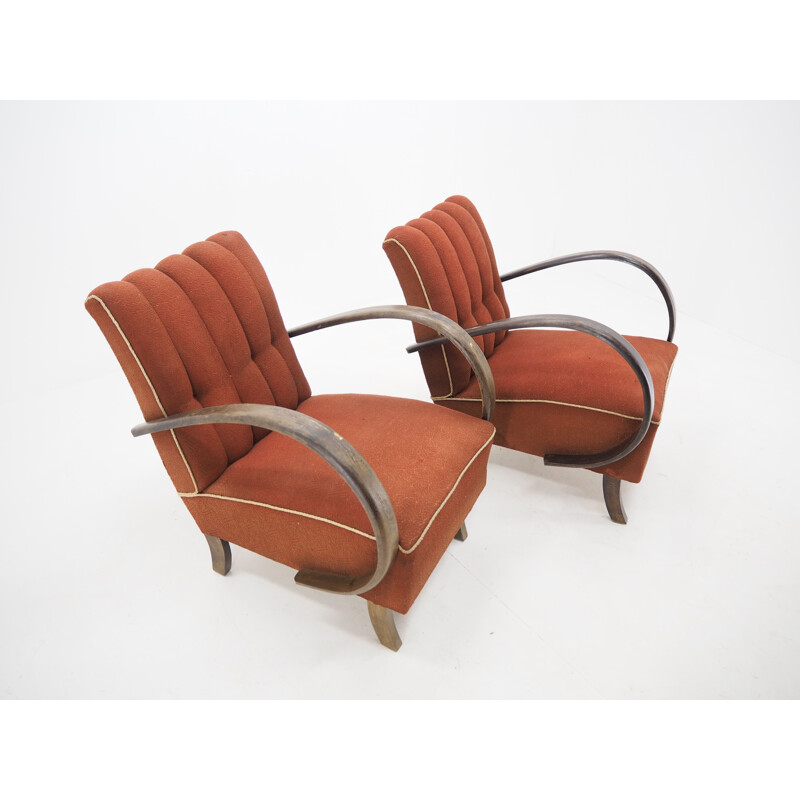 Pair of vintage armchairs by Jindrich Halabala, Czechoslovakia, Art Deco 1940