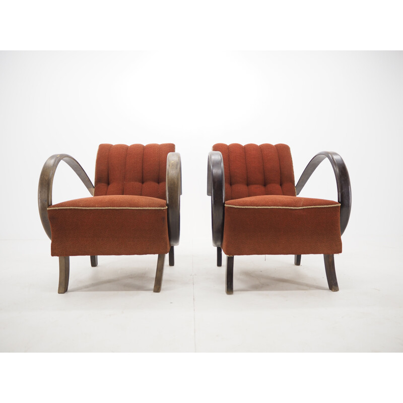 Pair of vintage armchairs by Jindrich Halabala, Czechoslovakia, Art Deco 1940