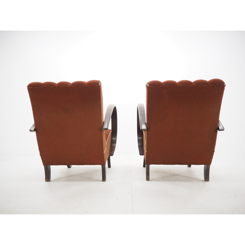 Pair of vintage armchairs by Jindrich Halabala, Czechoslovakia, Art Deco 1940