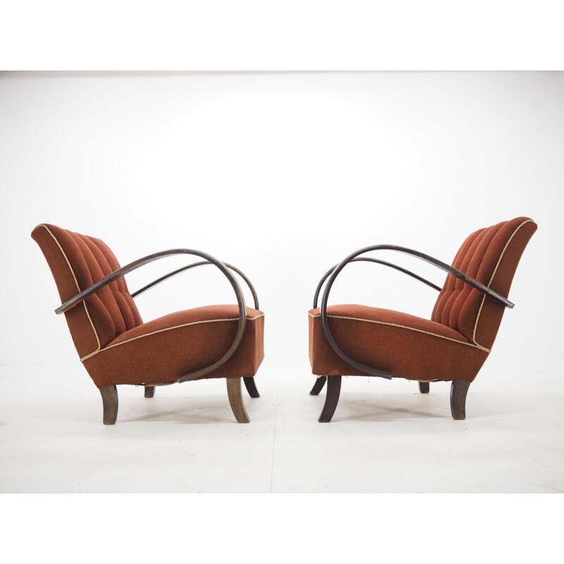 Pair of vintage armchairs by Jindrich Halabala, Czechoslovakia, Art Deco 1940