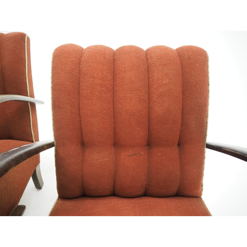 Pair of vintage armchairs by Jindrich Halabala, Czechoslovakia, Art Deco 1940