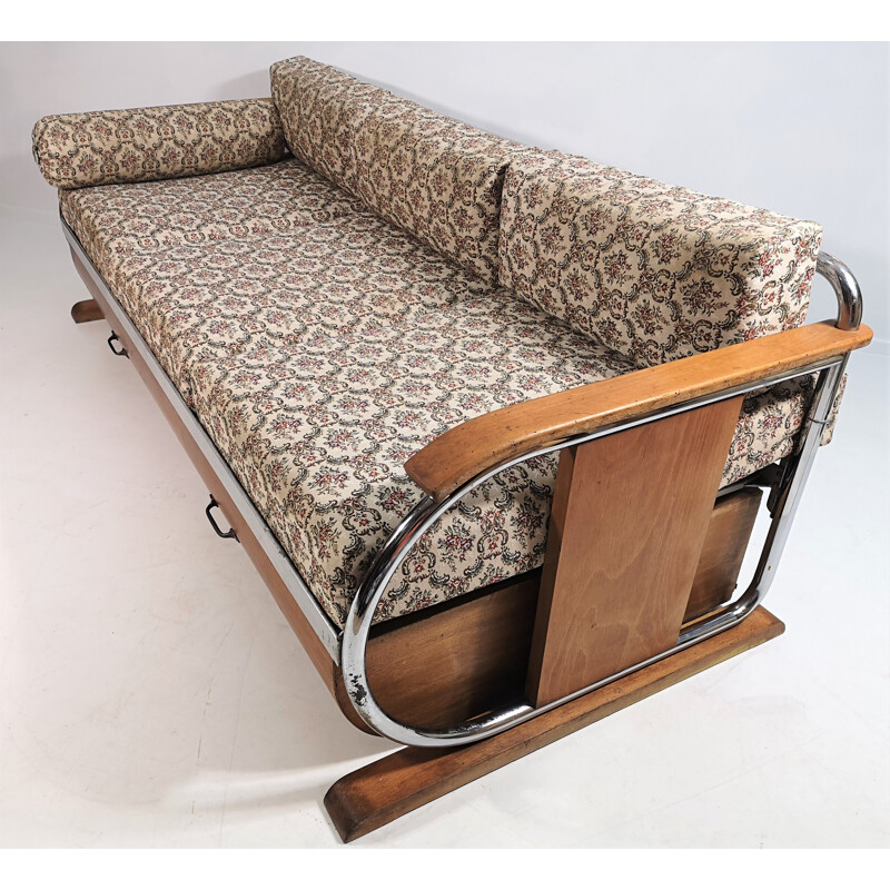 Vintage chromed sofa by Robert Slezak for Hynek Gottwald, Art Deco, Czechoslovakia, 1930