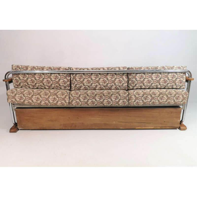 Vintage chromed sofa by Robert Slezak for Hynek Gottwald, Art Deco, Czechoslovakia, 1930