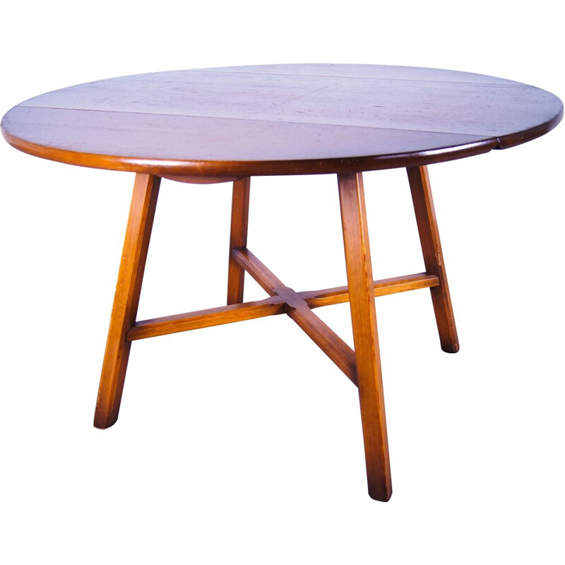 Vintage Elm Oval Dining Table Lucian Ercoliani fr Ercol 1980