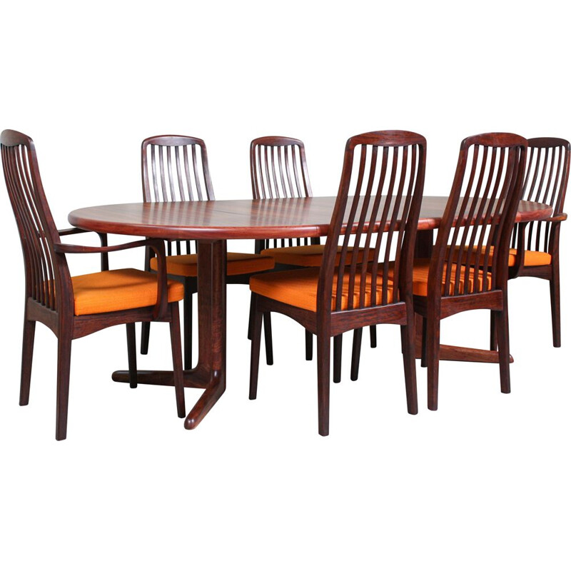 Ensemble de 7 chaises et table à manger vintage de Svegards, palissandre 1960