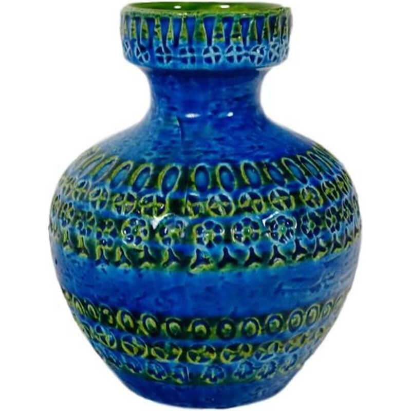 Vase vintage en céramique de forme 4811-19 Majolica Aldo Londi, Bitossi, Italie 1960