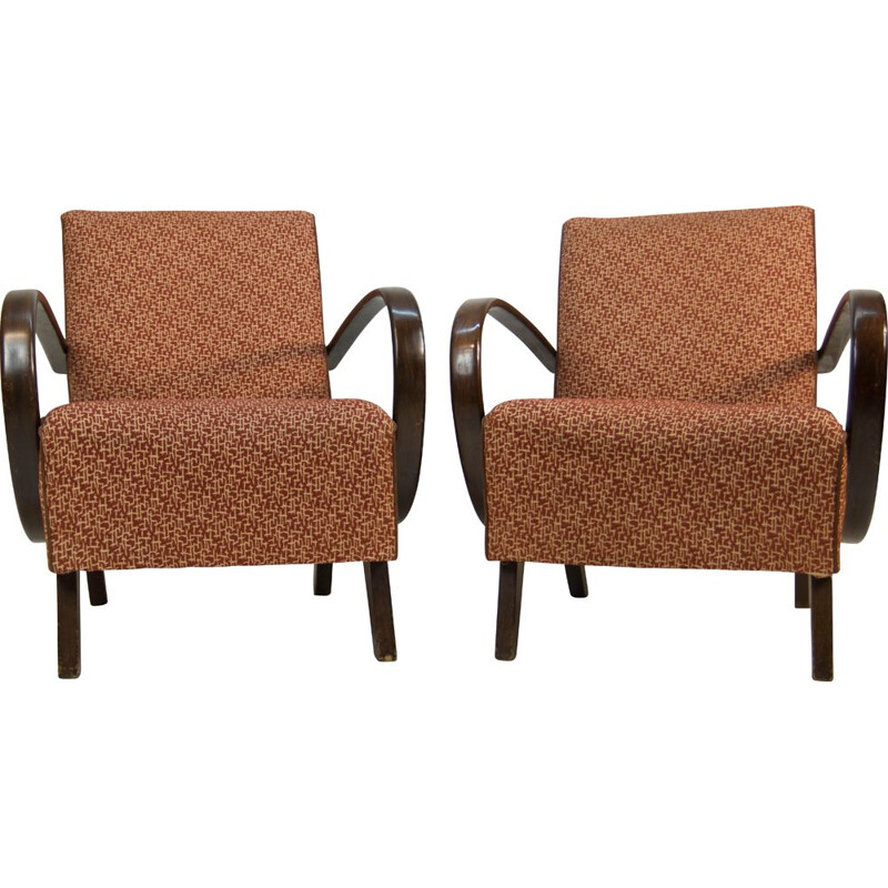 Pair of vintage armchairs Jindrich Halabala 1940