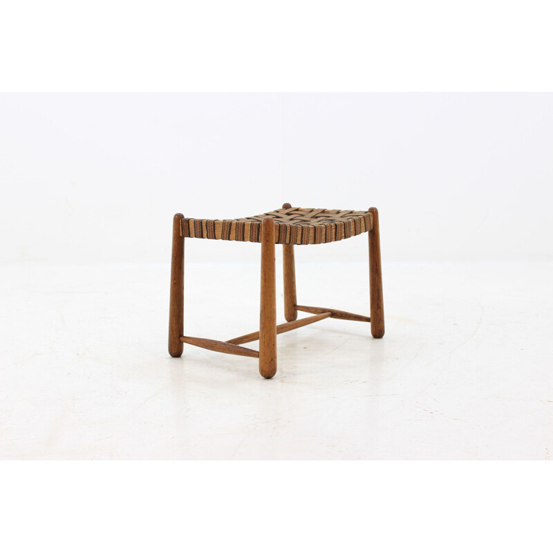 Vintage oak stool, Czechoslovakia 1960