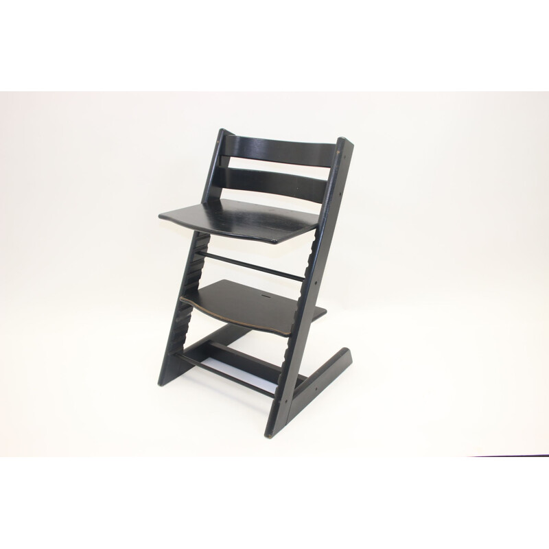 Vintage Stokke Tripp Trapp black chair by Peter Opsvik 1970