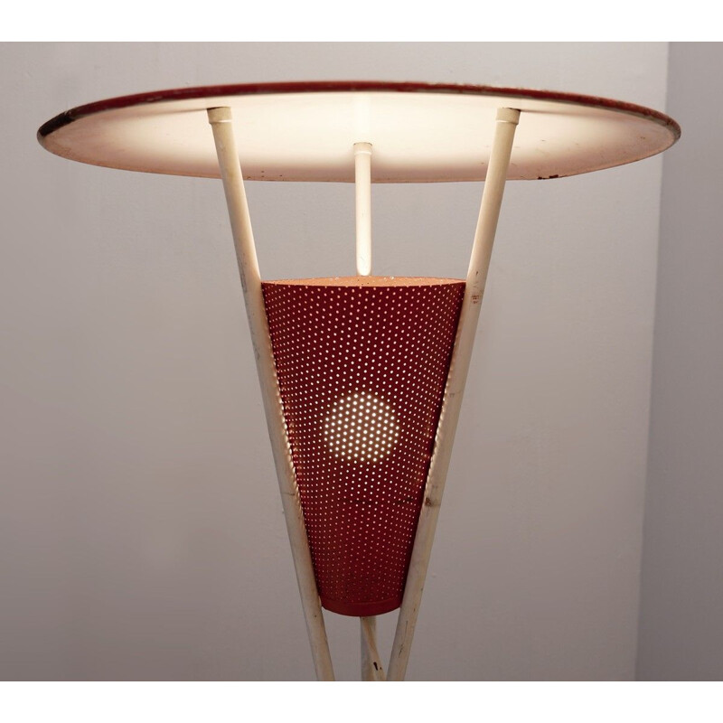 Vintage tripod floor lamp in perforated metal, 1950