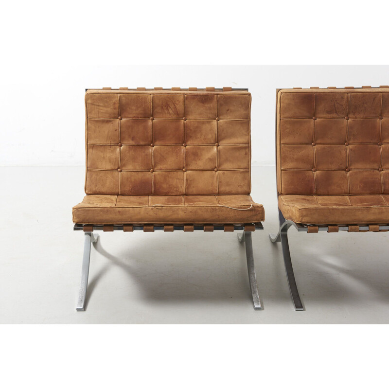 Pair of vintage armchairs "Barcelona", Mies Van der Rohe, Knoll International, Germany 1960